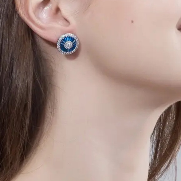 🎁 Round Baguette Zircon Earrings - Picture 11 of 12